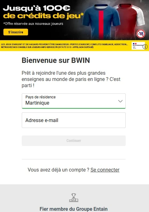 bwin registration form