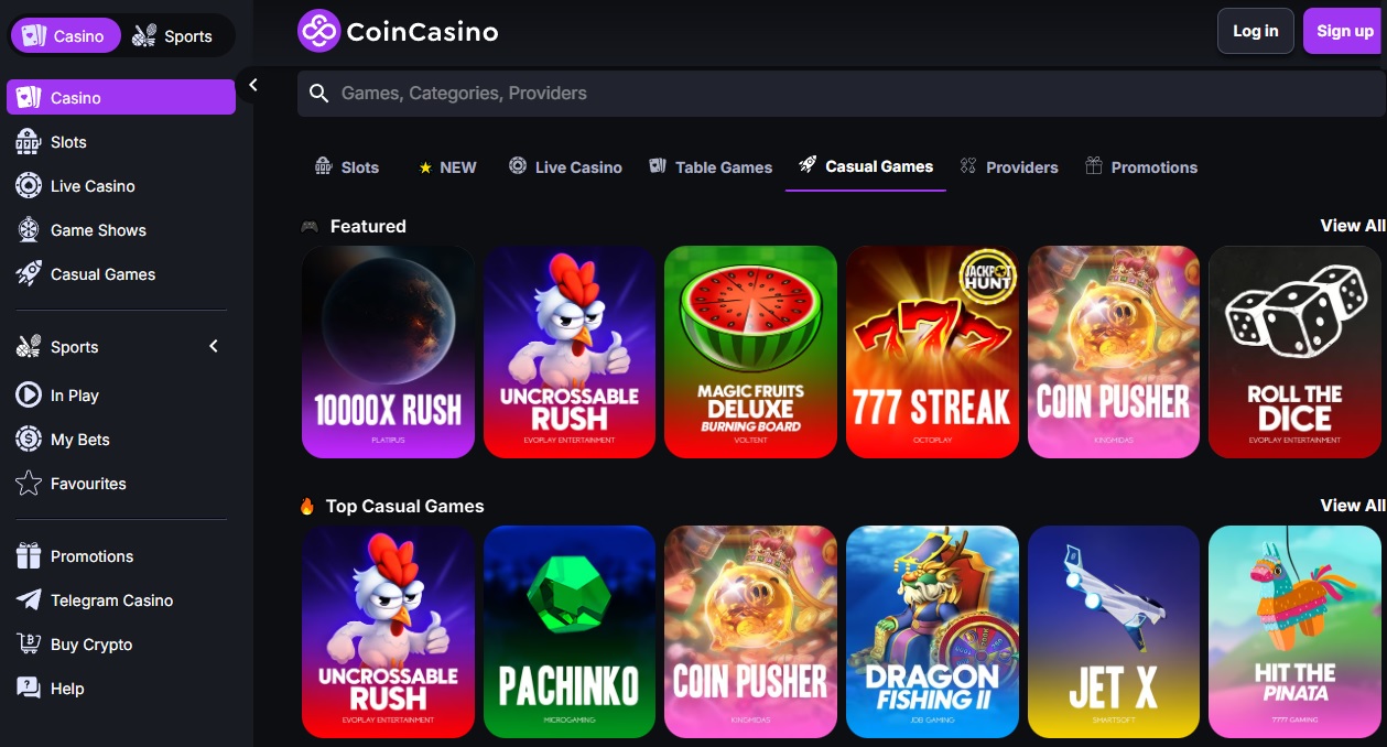 coincasino web sitesi görüntüsü